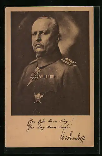 AK Erich Ludendorff in Uniform mit Eisernem Kreuz