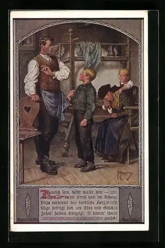 Künstler-AK Franz Kuderna: Deutscher Schulverein Nr. 802: Deutsch sein, heisst wahr sein