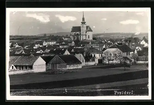 AK Poysdorf, Ortsansicht mit Kirche