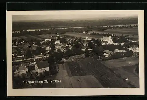 AK Maria Ellend, Fliegeraufnahme des Ortes