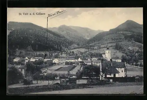 AK St. Veit a. d. Gölsen, Totalansicht aus der Vogelschau