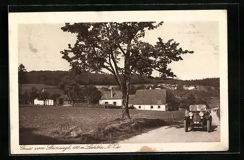 AK Steinriegl, Ortspartie von der Landstrasse gesehen