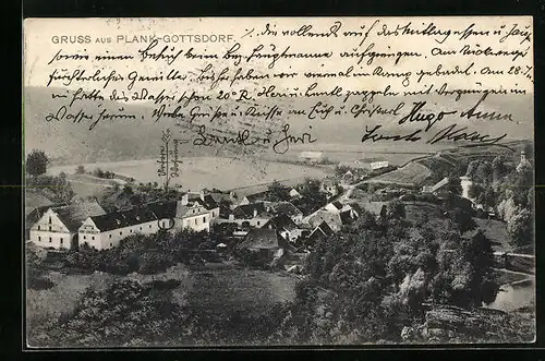 AK Plank-Gottsdorf, Fliegeraufnahme der Ortschaft