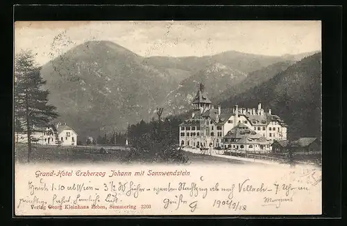 AK Semmering, Grand-Hotel Erzherzog Johann mit Sonnwendstein