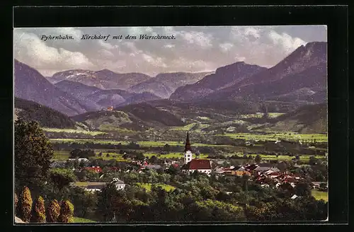 AK Kirchdorf, Teilansicht mit dem Warscheneck, Pyhrnbahn