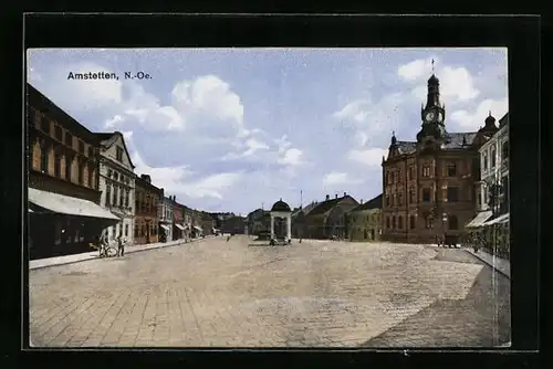 AK Amstetten, Strassenpartie mit Geschäft