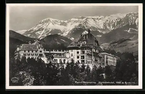 AK Semmering, Südbahnhotel mit Alpen