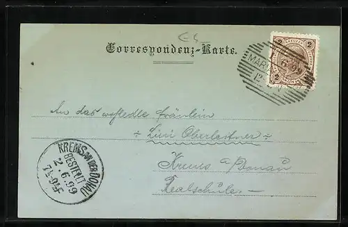 Mondschein-AK Maria-Taferl, Teilansicht mit Kirche und Fernblick