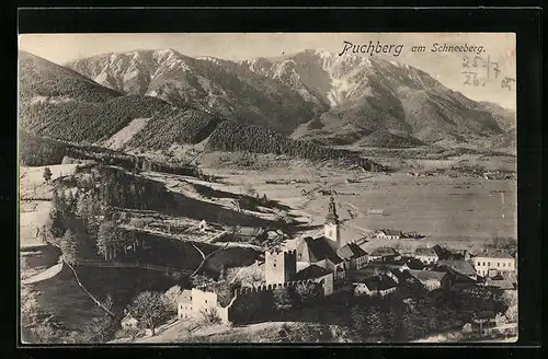 AK Puchberg am Schneeberg, Ortsansicht aus der Vogelschau mit Gebirgsblick
