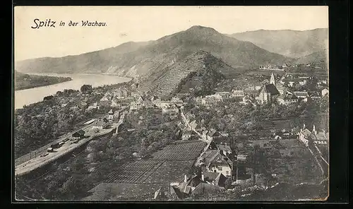 AK Spitz in der Wachau, Ortsansicht aus der Vogelschau