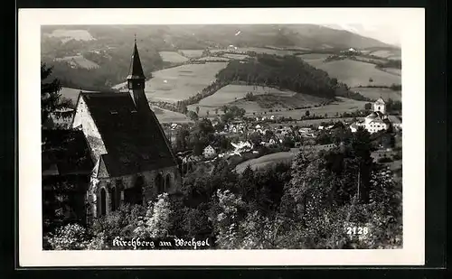 AK Kirchberg am Wechsel, Ortsansicht mit Kirche und Umgebung