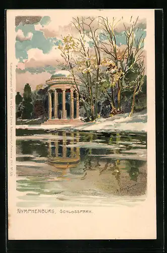 Künstler-AK Zeno Diemer: Nymphenburg, Partie im Schlosspark bei Schnee