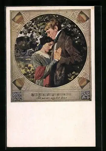 Künstler-AK Karl Friedrich Gsur: Deutscher Schulverein Nr. 555: Ach, wie ists möglich.. - Liebespaar und Kutsche