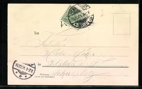 Lithographie Frankfurt a. M., Rossmarkt mit Kirche