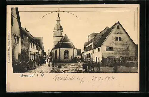 AK Neustadt i. O., Ortsansicht mit Kirche