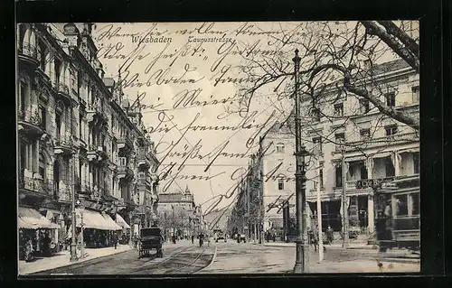 AK Wiesbaden, Taunusstrasse mit Kutsche