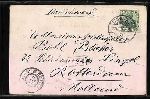 Lithographie Wiesbaden, Totalansicht mit Denkmal Kaiser Wilhelm I.