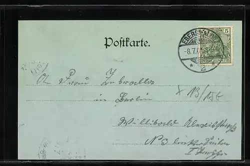 Mondschein-AK Eberswalde, Totalansicht aus der Vogelschau