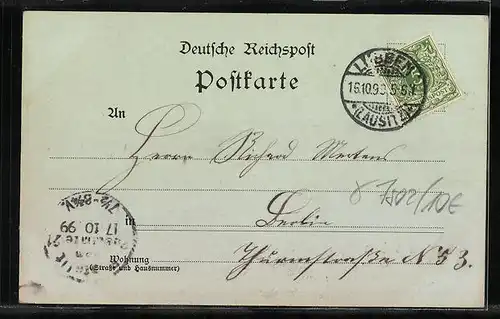 Mondschein-AK Burg i. Spreewald, Blick zur Kirche