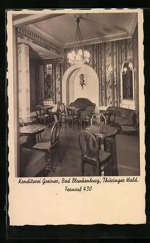 AK Bad Blankenburg i. Thür. Wald, Cafe und Konditorei Greiner