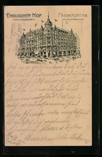 Lithographie Frankfurt a. M., Hotel Englischer Hof am Hauptbahnhof