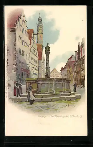 Künstler-AK Otto Hammel: Rothenburg, Brunnen in der Herrengasse