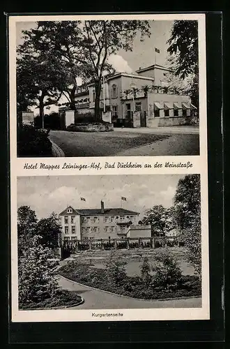 AK Bad Dürkheim a. d. Weinstrasse, Hotel Mappes Leininger Hof mit Kurgarten