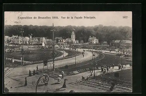AK Bruxelles, Exposition 1910, Vue de la Facade Principale