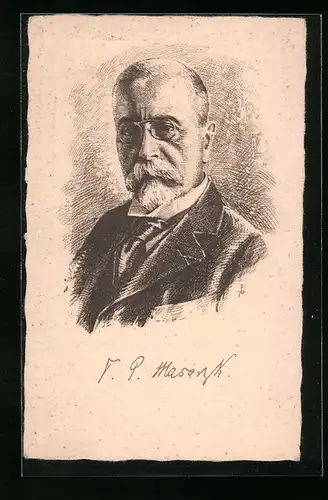 Künstler-AK Portrait von Präsident Masaryk (TGM)