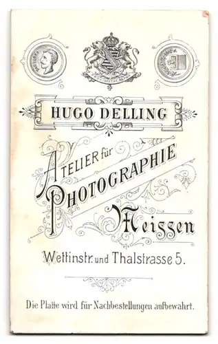 Fotografie Hugo Delling, Meissen, Wettinstrasse und Thalstrasse 5, Junge Dame im modischen Kleid