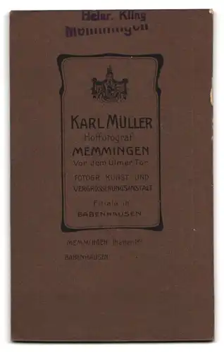Fotografie K. Müller, Memmingen, Gutbürgerlicher Herr mit Moustache im hochwertigen Karo-Anzug