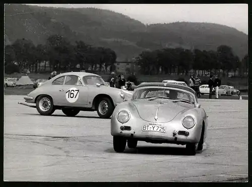 Fotografie Seufert, Waiblingen, Ansicht Trier, Auto Porsche 356, Rennwagen beim Flugplatzrennen 1964