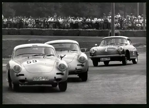 Fotografie Seufert, Waiblingen, Ansicht Nürnberg, Auto Porsche 356 GT & 356 B im Rennen auf dem Norisring 1963