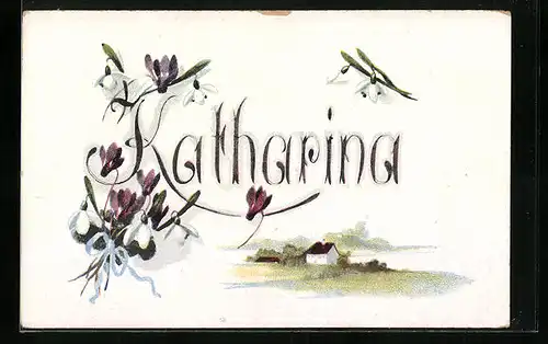 Künstler-AK Glückwünsche zum Namenstag, Katharina