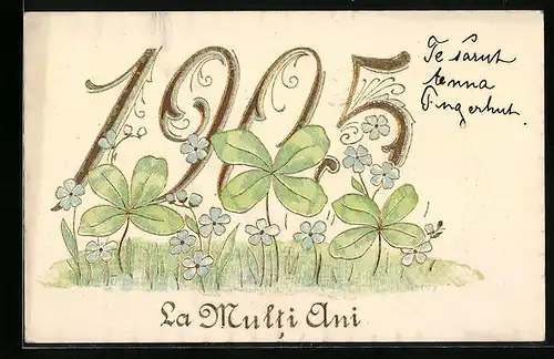 Künstler-AK Kleeblätter mit Jahreszahl 1905 zu Neujahr