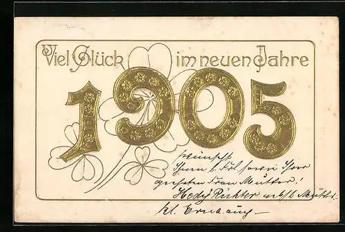 Präge-AK Viel Glück im neuen Jahre 1905