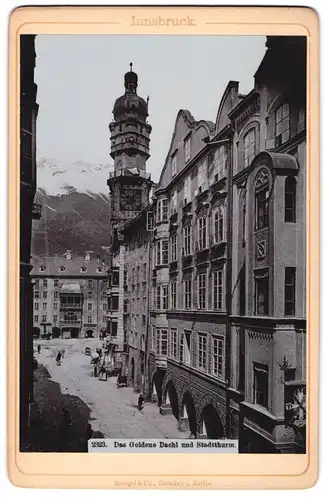 Fotografie Stengel & Co., Dresden, Ansicht Innsbruck, Strassenpartie mit Goldene Dachl und Stadtthurm