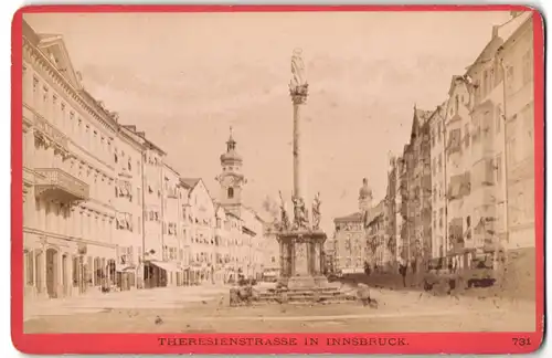 Fotografie Baldi & Würthle, Salzburg, Ansicht Innsbruck, Blick in die Theresienstrasse mit der Annasäule