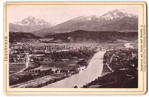 Fotografie Franz Gratl, Innsbruck, Ansicht Innsbruck, Blick auf die Stadt mit Serles und Habicht