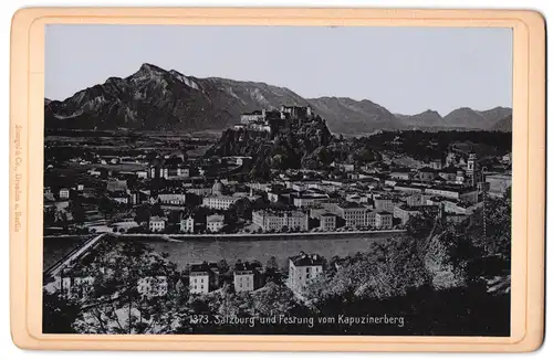 Fotografie Stengel & Co., Dresden, Ansicht Salzburg, Blick auf die Stadt mit der Festung Salzburg