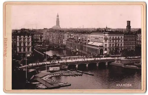 Fotografie unbekannter Fotograf, Ansicht Hamburg, Blick auf die Arkaden am Jungfernstieg