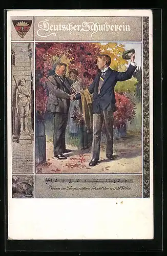 Künstler-AK Karl Friedrich Gsur, Deutscher Schulverein Nr. 557: Wenn im Purpurschein blinkt der wilde Wein