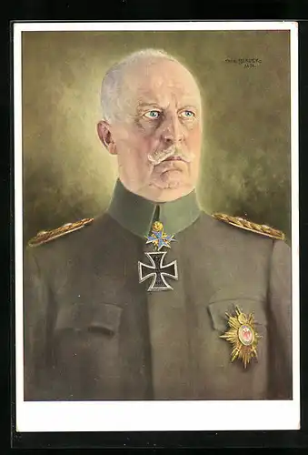 Künstler-AK Feldherr Erich Ludendorff in Uniform mit Orden, Original von Paul Bender