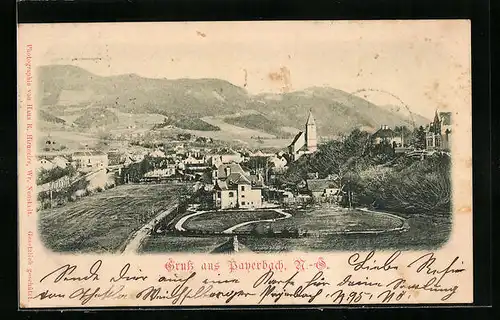 AK Payerbach, Teilansicht mit Kirche