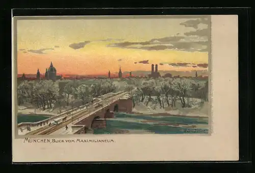 Künstler-AK Zeno Diemer: München, Blick vom Maximilianeum