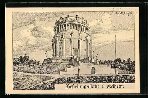 Künstler-AK Eugen Felle: Kelheim, Befreiungshalle