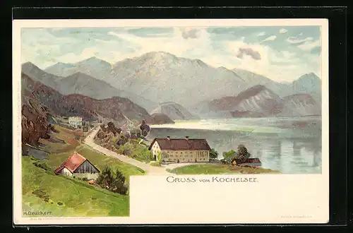 Künstler-AK Heinrich Deuchert: Kochel am See, Kochelsee