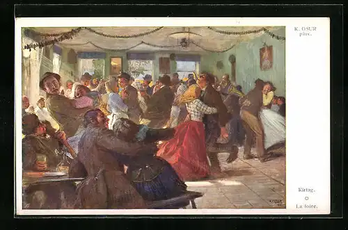 Künstler-AK Karl Friedrich Gsur: Kirtag, La foire, Paare beim Tanz