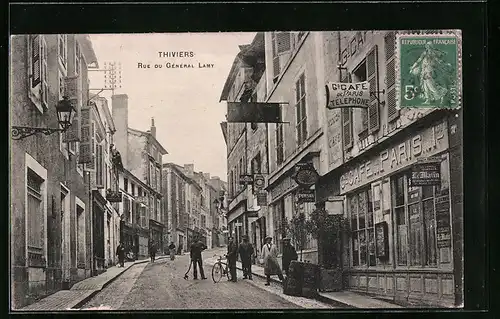 AK Thiviers, Rue du Général Lamy, Strassenpartie