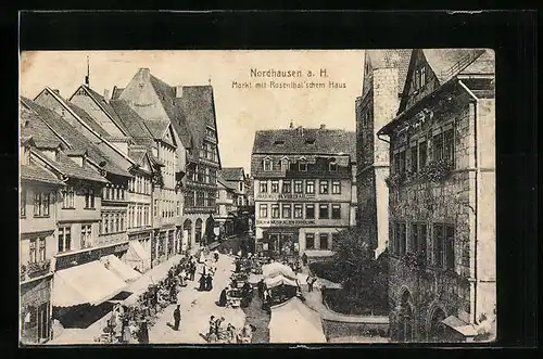 AK Nordhausen, Markt mit Rosenthal'schem Haus
